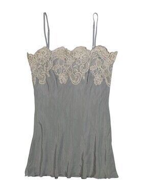 Vintage y2k Gold Hawk floral lace silk cami "ash blue"